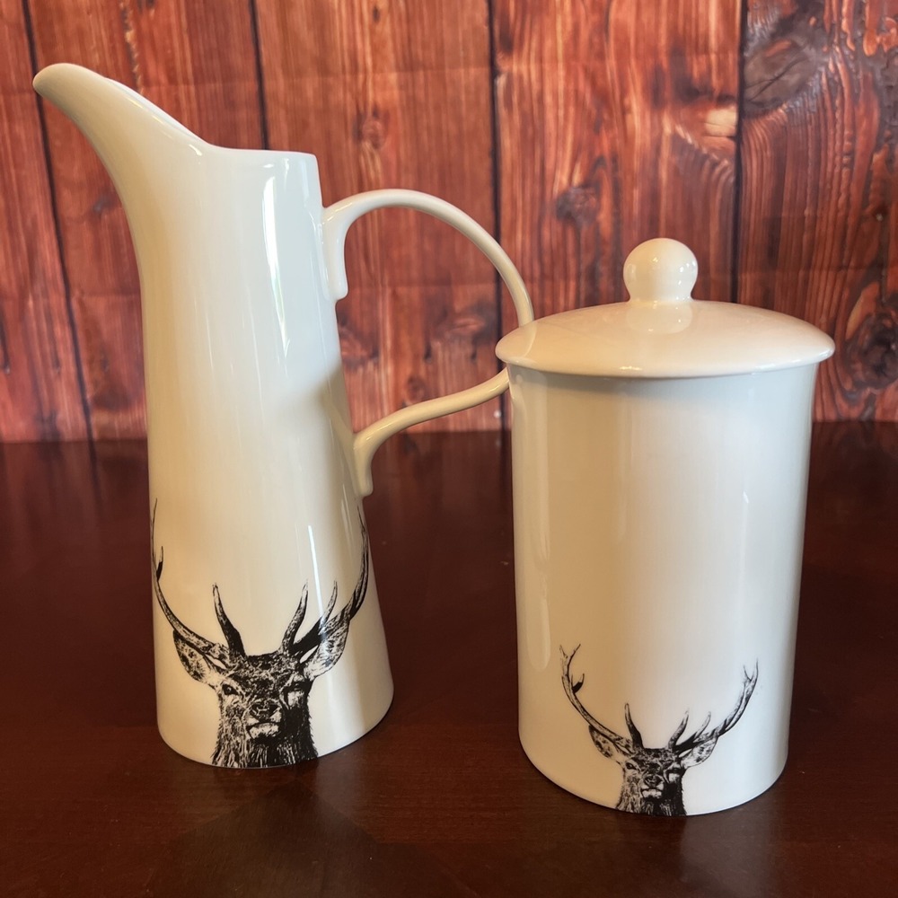 Little Weavers Arts Stag Pitchers,‎ Canister Storage Jar Hand Decorated deer